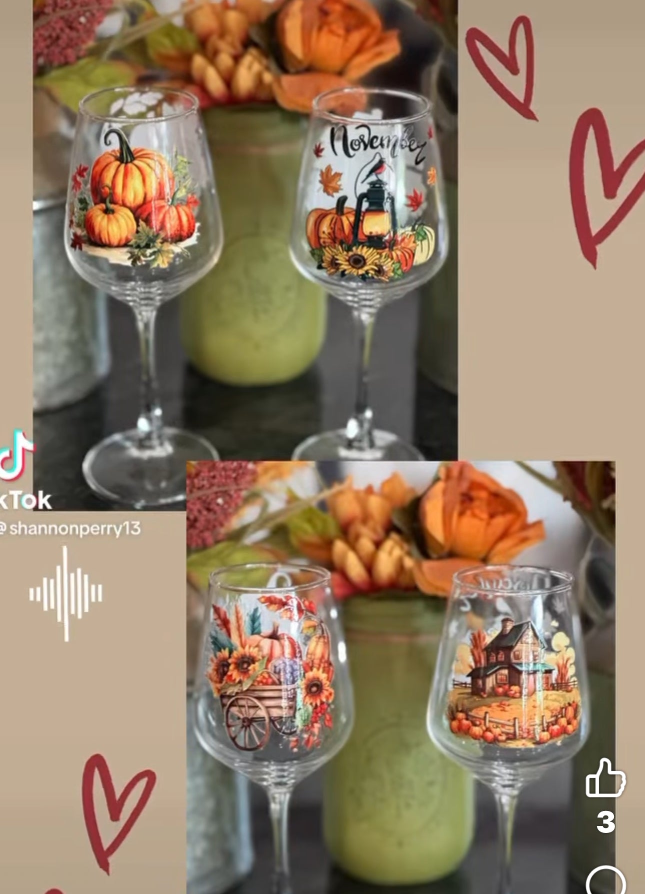 Thanksgiving wine glass set